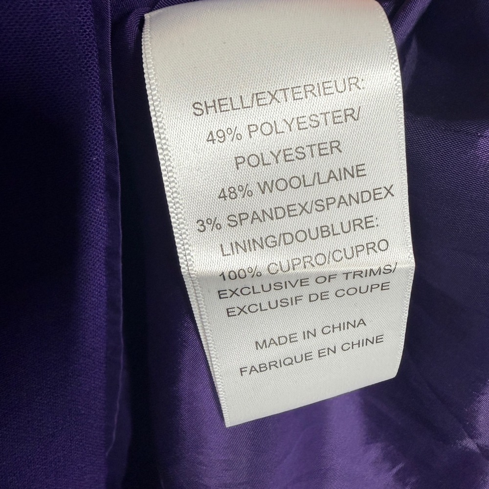 Tory Burch Petra Purple Sleeveless Sheath Dress Wool Blend Gold Hardware Size 12 - Picture 10 of 14
